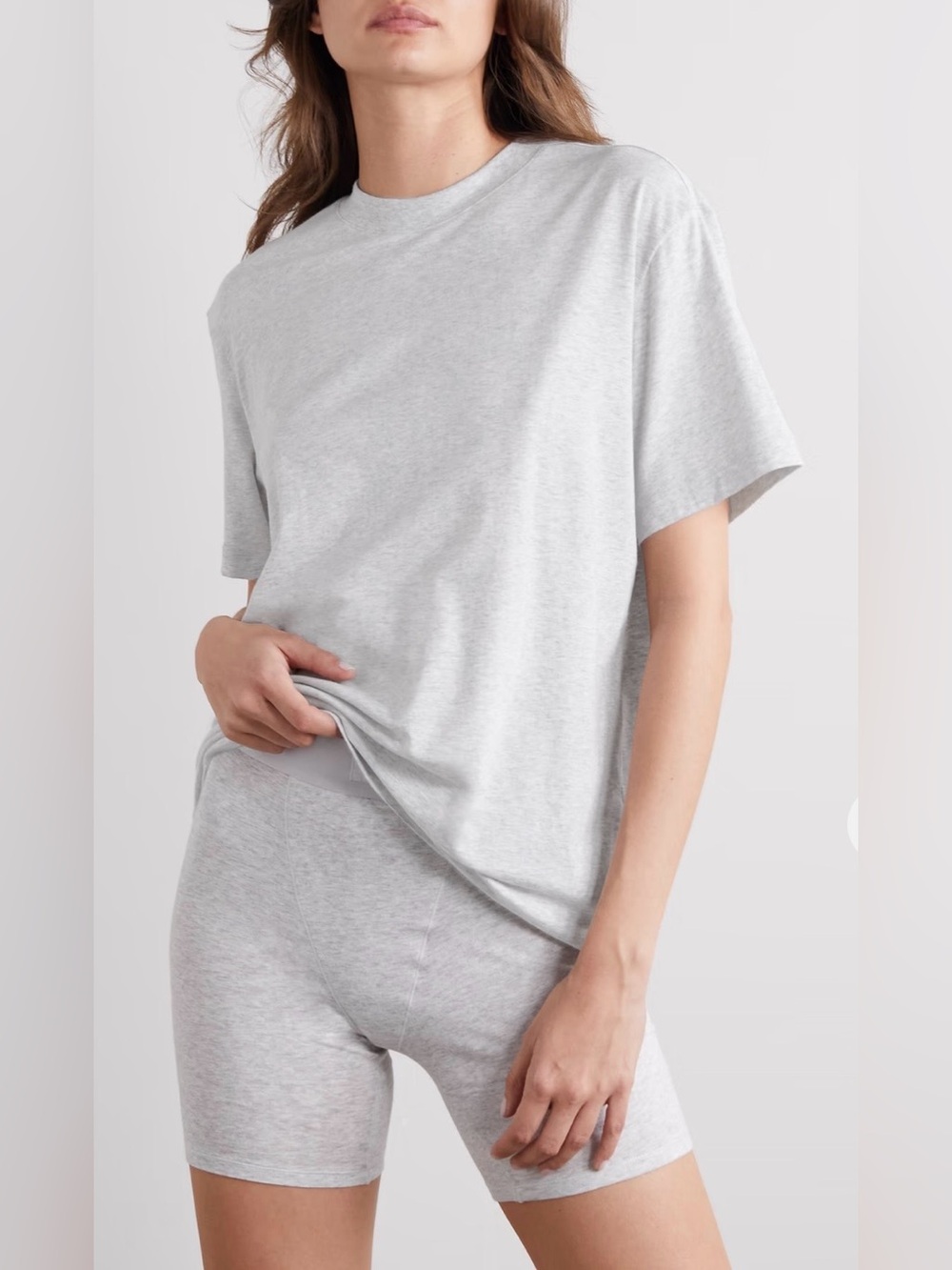 SKIMS Boyfriend Stretch Jersey Crewneck LightHeather Gray T Shirt- Size XS NWOT